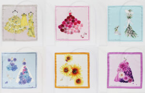 ドレスと花をあしらったハンカチ【ブルーミング中西】